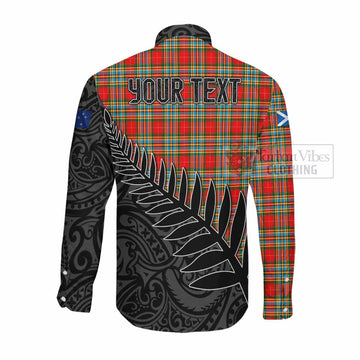 Chattan Crest Tartan Long Sleeve Button Shirt with New Zealand Silver Fern Half Style