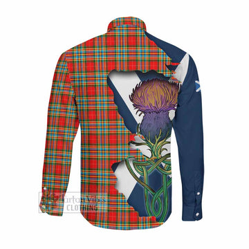 Chattan Tartan Family Crest Long Sleeve Button Shirt Scottish Thistle Celtic Inspired Men's Shirt - Tartan Vibes Clothing