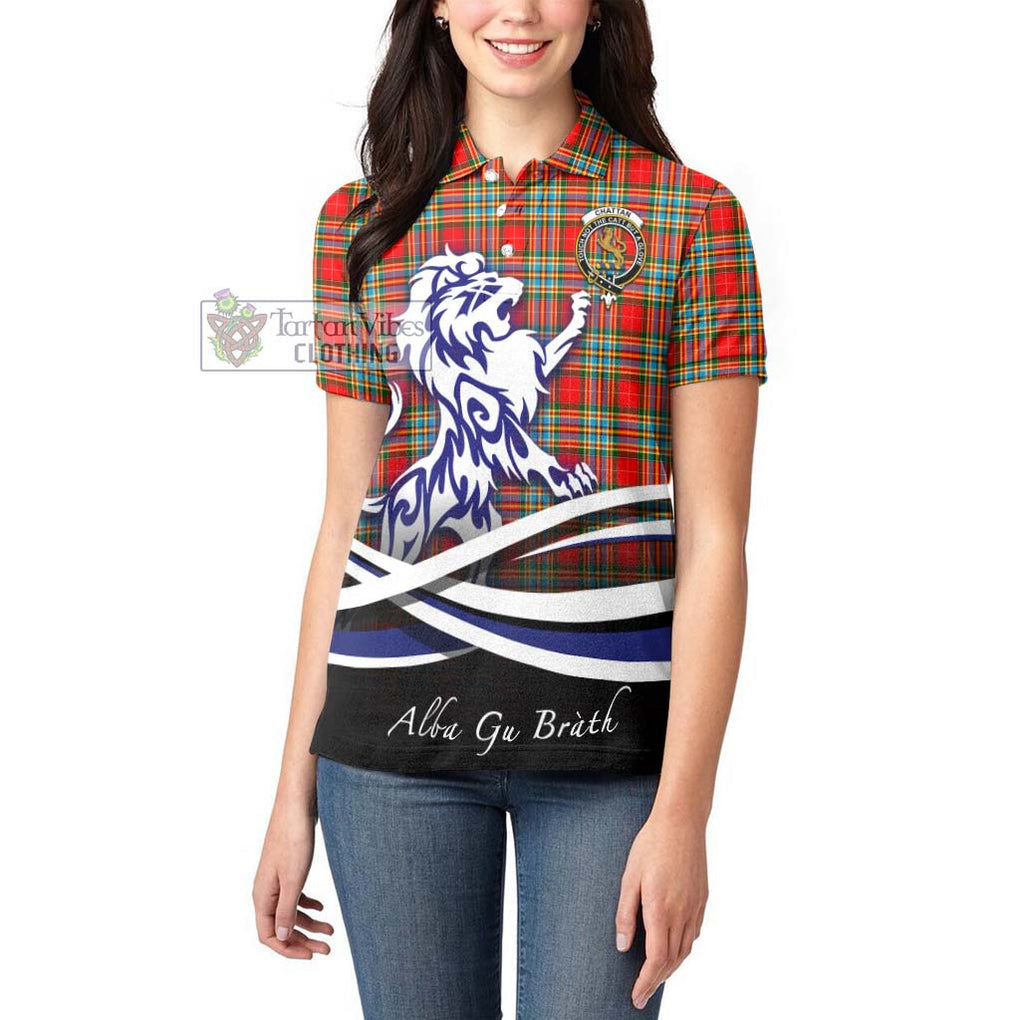 Chattan Tartan Women's Polo Shirt with Alba Gu Brath Regal Lion Emblem - Tartanvibesclothing Shop