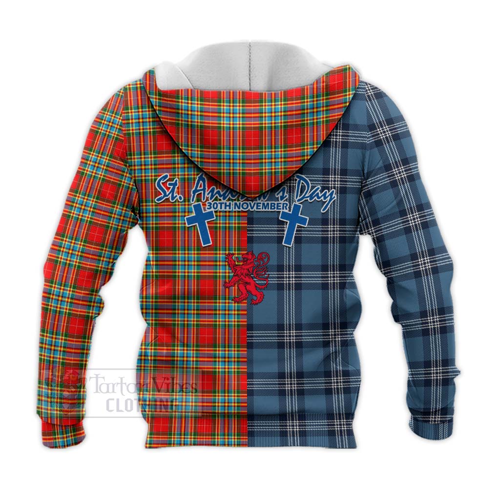 Tartan Vibes Clothing Chattan Tartan Knitted Hoodie Happy St. Andrew's Day Half Tartan Style