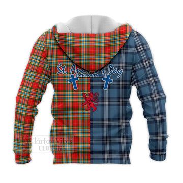 Chattan Tartan Knitted Hoodie Happy St. Andrew's Day Half Tartan Style