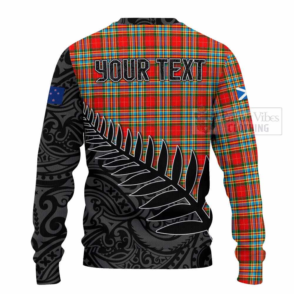 Tartan Vibes Clothing Chattan Crest Tartan Knitted Sweater with New Zealand Silver Fern Half Style