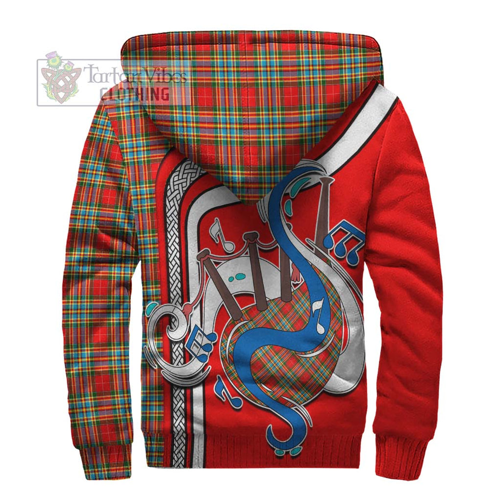 Chattan Tartan Sherpa Hoodie with Epic Bagpipe Style - Tartanvibesclothing Shop