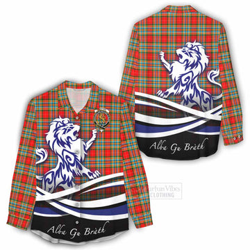 Chattan Tartan Women's Casual Shirt with Alba Gu Brath Regal Lion Emblem