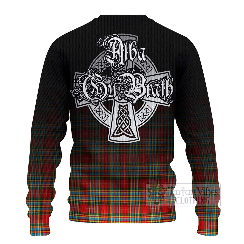 Tartan Vibes Clothing Chattan Tartan Knitted Sweater Featuring Alba Gu Brath Family Crest Celtic Inspired