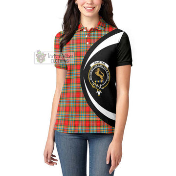 Chattan Tartan Women's Polo Shirt with Family Crest Circle Style