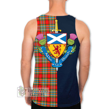 Chattan Tartan Men's Tank Top Alba with Scottish Lion Royal Arm Half Style