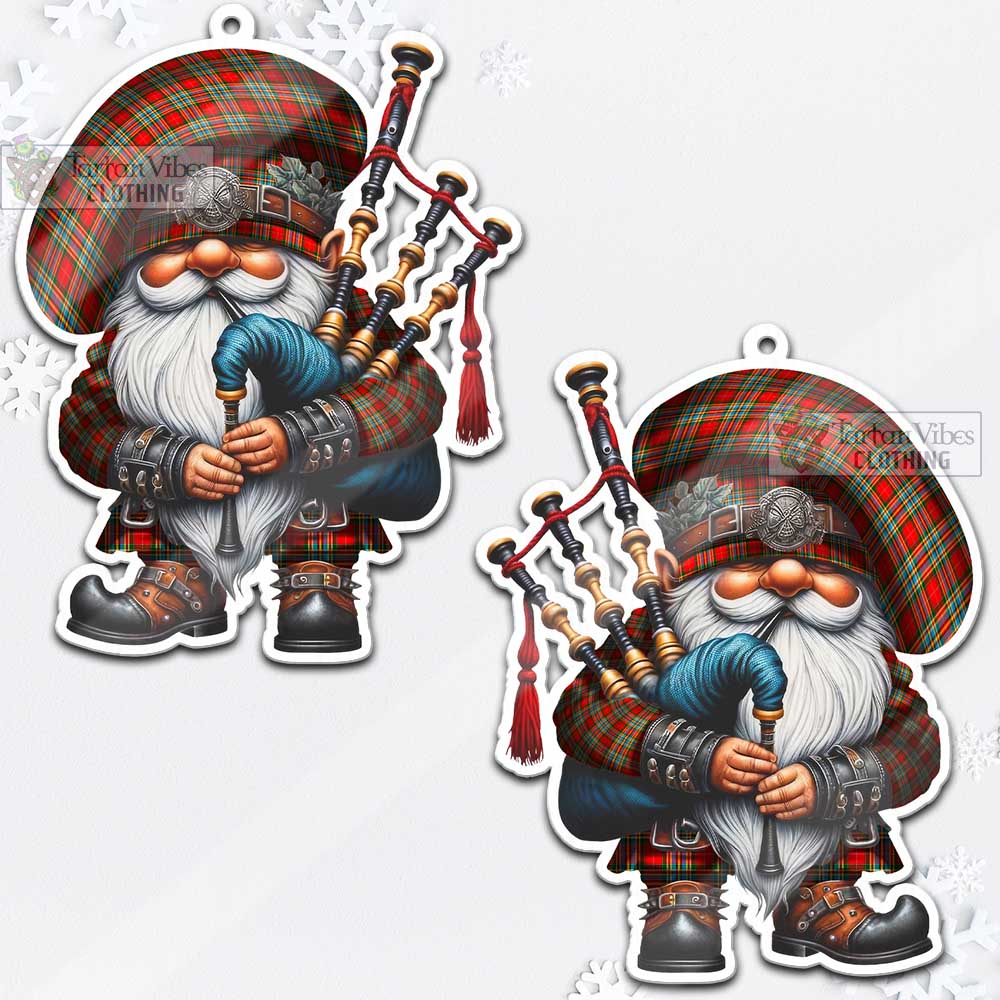 Tartan Vibes Clothing Chattan Tartan Badpiper Gnome Christmas Ornament