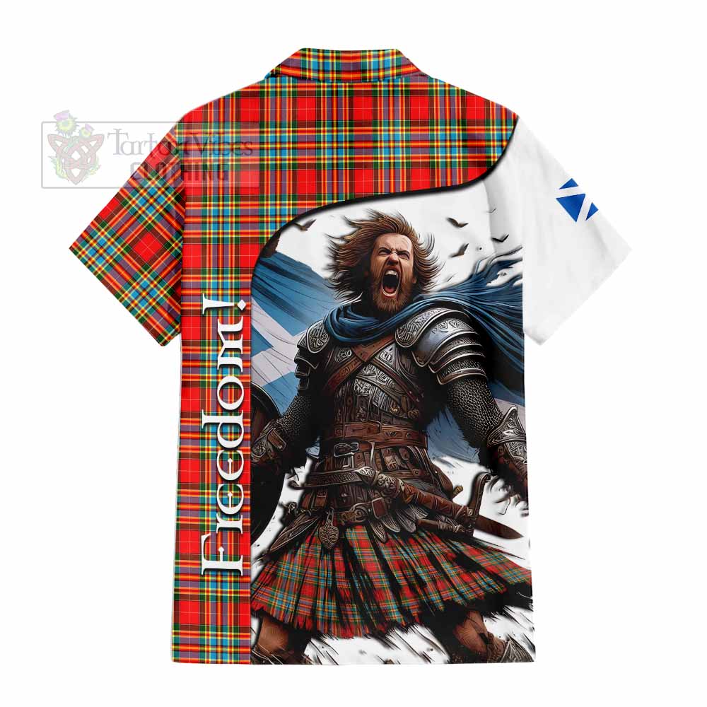 Tartan Vibes Clothing Chattan Crest Tartan Short Sleeve Button Shirt Inspired by the Freedom of Scottish Warrior