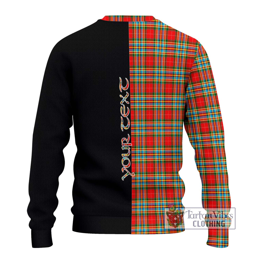 Chattan Tartan Knitted Sweater with Family Crest and Half Of Me Style - Tartanvibesclothing Shop