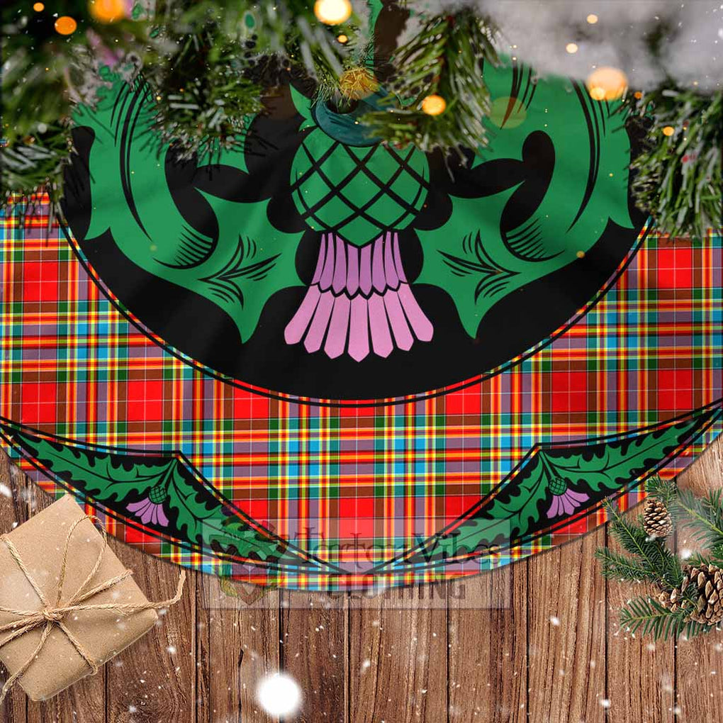 Tartan Vibes Clothing Chattan Tartan Christmas Tree Skirt Scottish Thistle Style