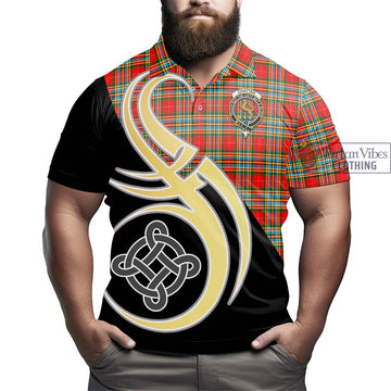 Chattan Tartan Polo Shirt with Family Crest and Celtic Symbol Style