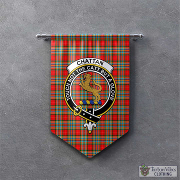 Chattan Tartan Gonfalon, Tartan Banner with Family Crest