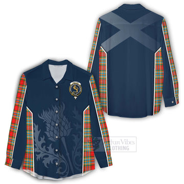 Chattan Tartan Women's Casual Shirt with Family Crest and Scottish Thistle Vibes Sport Style