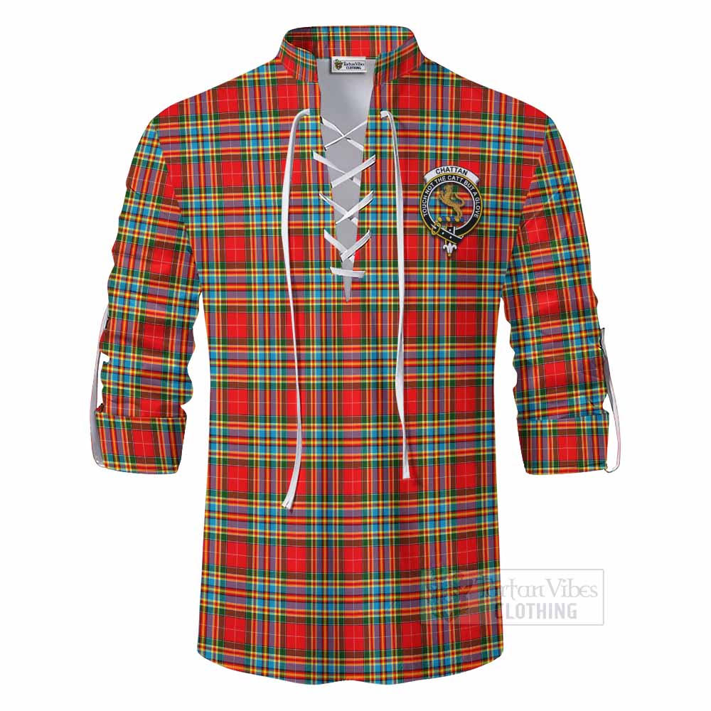 Tartan Vibes Clothing Chattan Tartan Ghillie Kilt Shirt with Family Crest DNA In Me Style