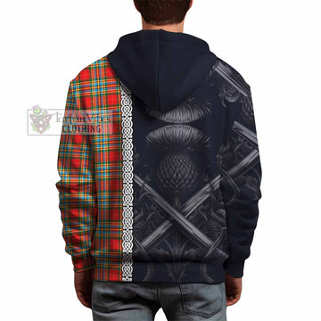 Chattan Tartan Hoodie with Family Crest Cross Sword Thistle Celtic Vibes