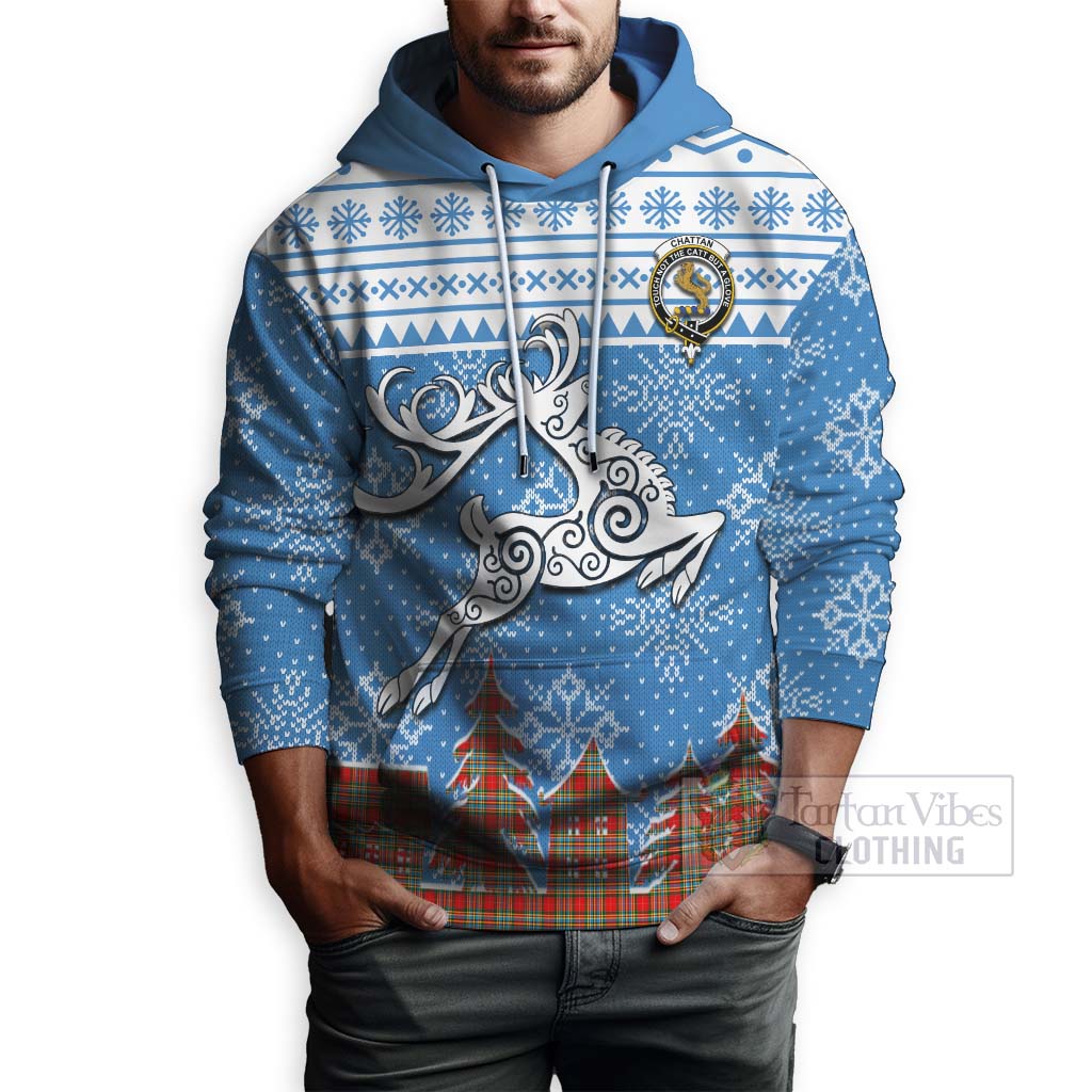 Tartan Vibes Clothing Chattan Clan Christmas Hoodie Celtic Reindeer Style