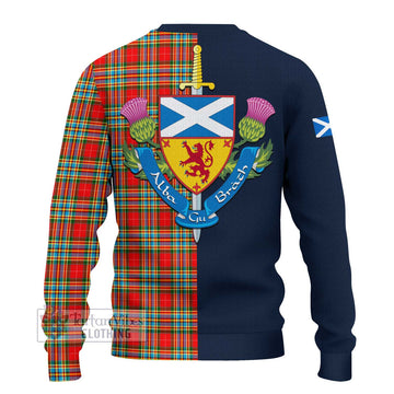 Chattan Tartan Ugly Sweater with Scottish Lion Royal Arm Half Style