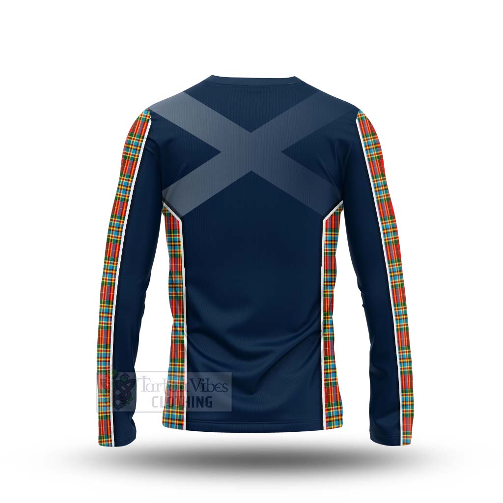 Tartan Vibes Clothing Chattan Tartan Long Sleeve T-Shirt with Family Crest and Scottish Thistle Vibes Sport Style