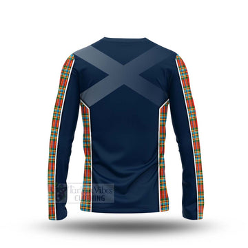 Chattan Tartan Long Sleeve T-Shirt with Family Crest and Scottish Thistle Vibes Sport Style