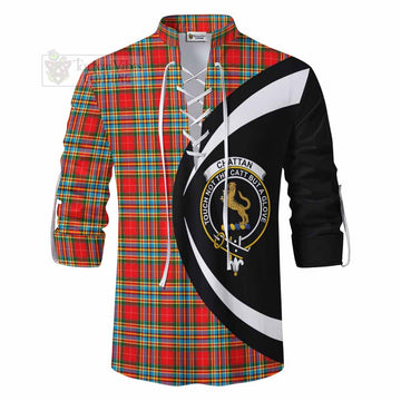 Chattan Tartan Ghillie Kilt Shirt with Family Crest Circle Style