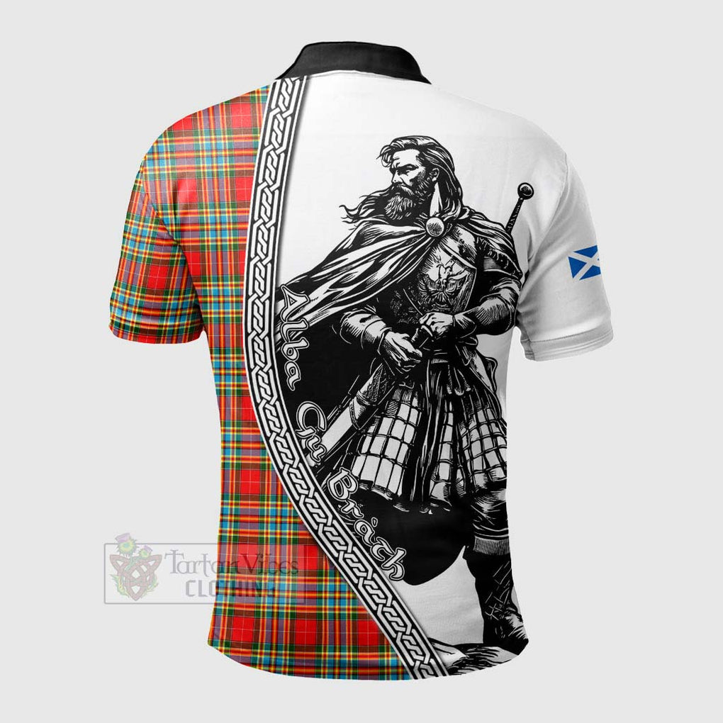 Tartan Vibes Clothing Chattan Tartan Clan Crest Polo Shirt with Highlander Warrior Celtic Style