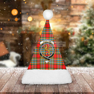 Chattan Tartan Christmas Santa Hats with Family Crest