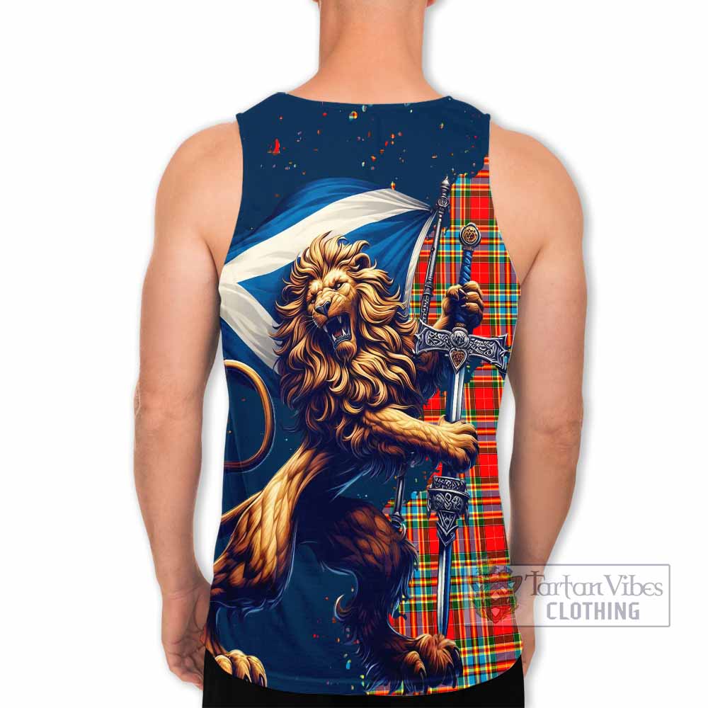 Tartan Vibes Clothing Chattan Tartan Family Crest Men's Tank Top with Scottish Majestic Lion