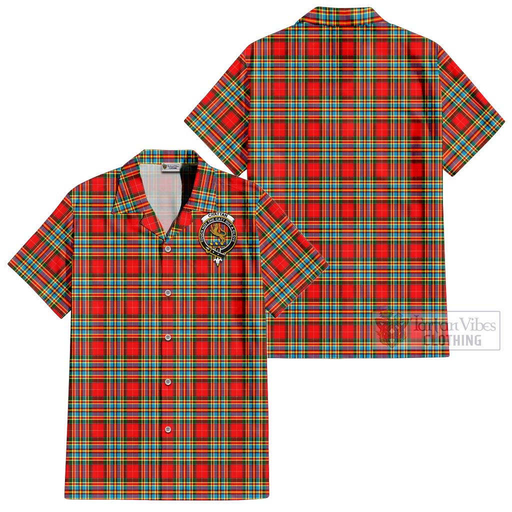 Tartan Vibes Clothing Chattan Tartan Cotton Hawaiian Shirt with Family Crest