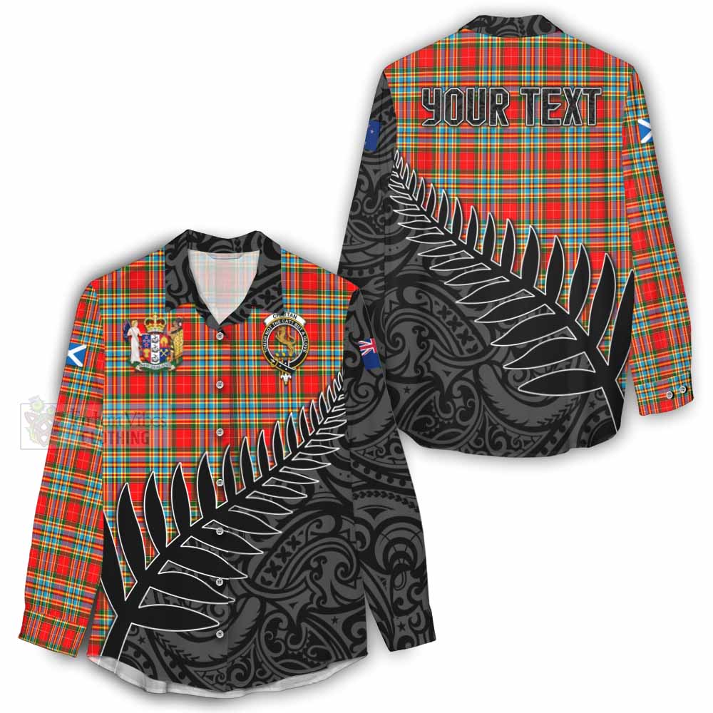 Tartan Vibes Clothing Chattan Crest Tartan Women's Casual Shirt with New Zealand Silver Fern Half Style