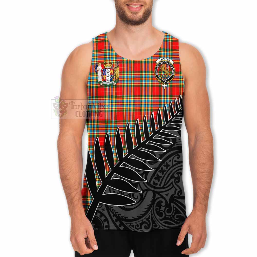 Tartan Vibes Clothing Chattan Crest Tartan Men's Tank Top with New Zealand Silver Fern Half Style