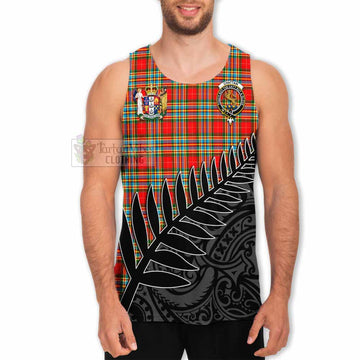 Chattan Crest Tartan Men's Tank Top with New Zealand Silver Fern Half Style