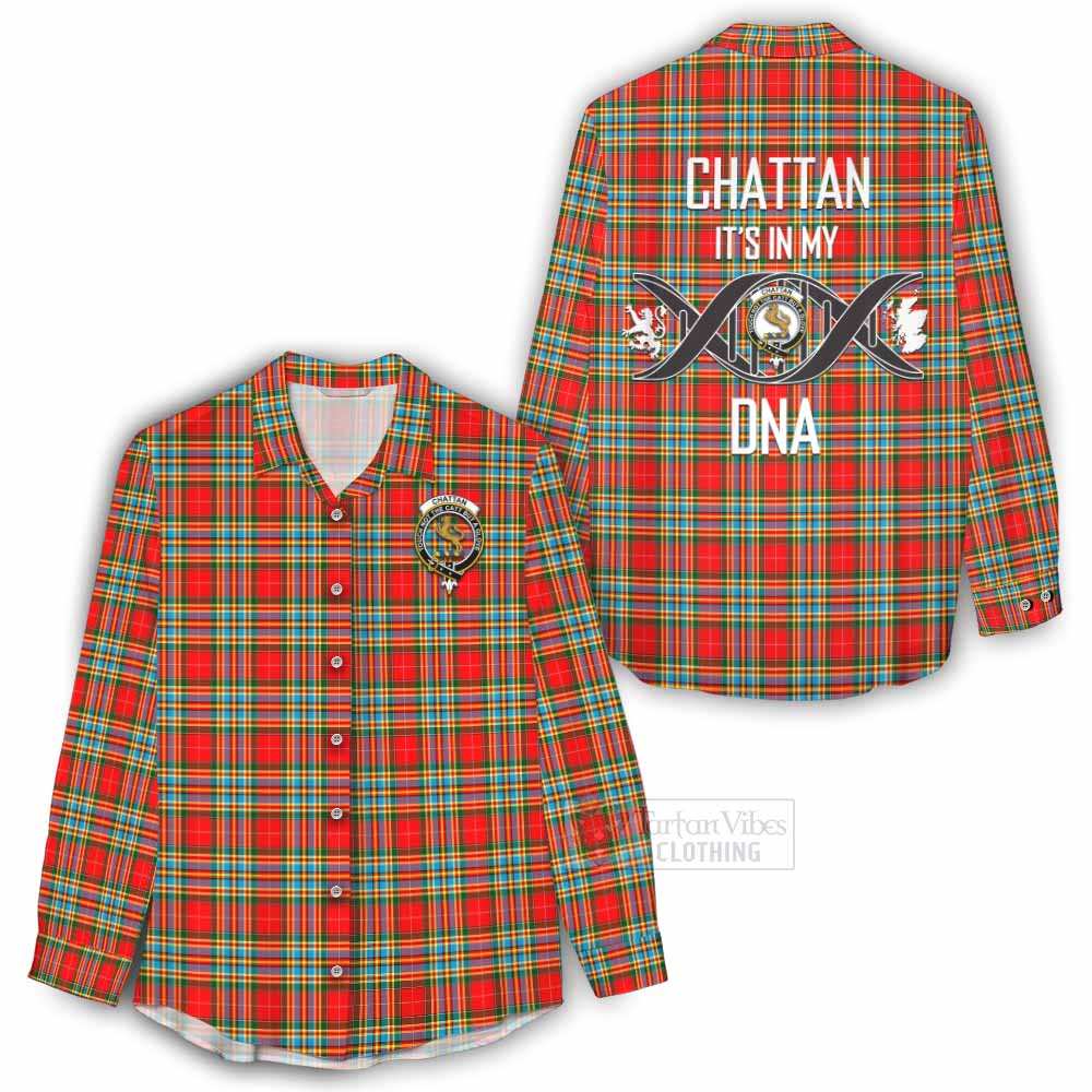 Tartan Vibes Clothing Chattan Tartan Women's Casual Shirt with Family Crest DNA In Me Style