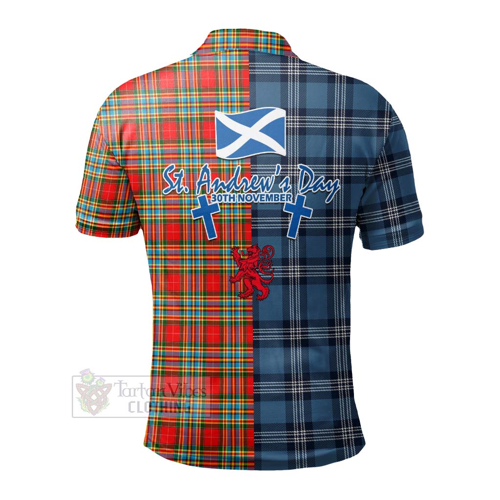 Tartan Vibes Clothing Chattan Tartan Polo Shirt Happy St. Andrew's Day Half Tartan Style