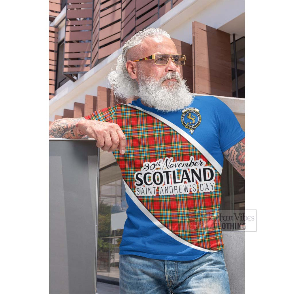 Tartan Vibes Clothing Chattan Family Crest Tartan Cotton T-shirt Celebrate Saint Andrew's Day in Style