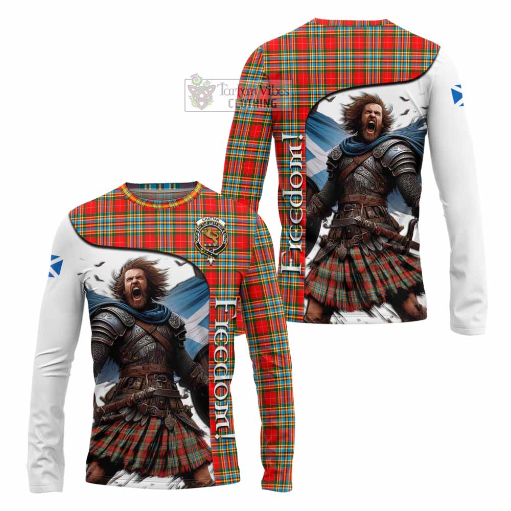 Tartan Vibes Clothing Chattan Crest Tartan Long Sleeve T-Shirt Inspired by the Freedom of Scottish Warrior