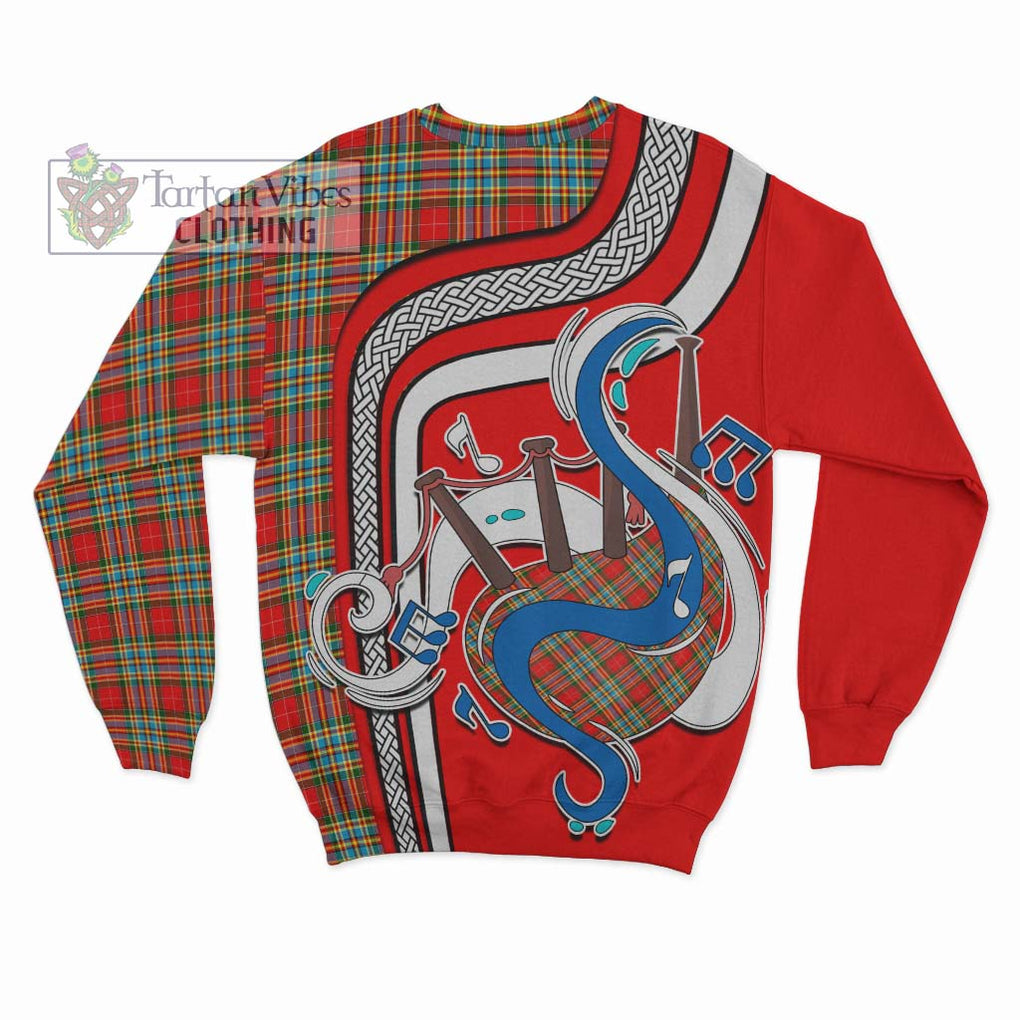 Chattan Tartan Sweatshirt with Epic Bagpipe Style - Tartanvibesclothing Shop