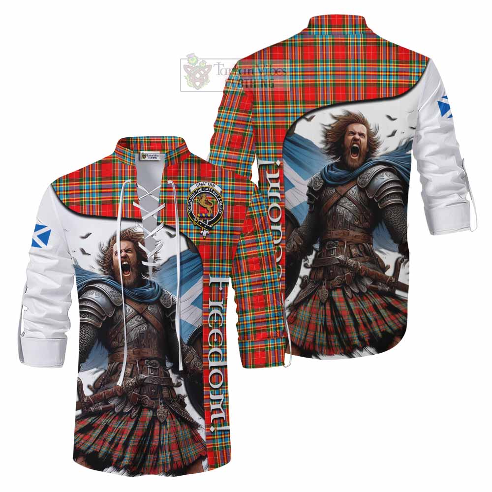 Tartan Vibes Clothing Chattan Crest Tartan Ghillie Kilt Shirt Inspired by the Freedom of Scottish Warrior