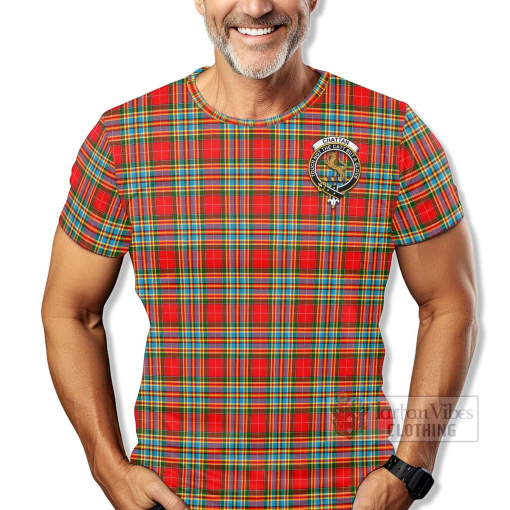 Tartan Vibes Clothing Chattan Tartan T-Shirt with Family Crest Celtic Skull Style