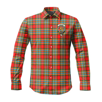Chattan Tartan Long Sleeve Button Up Shirt with Family Crest