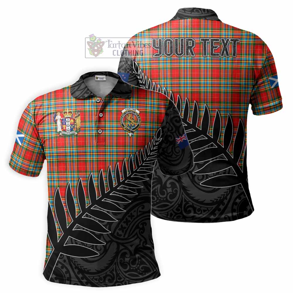 Chattan Crest Tartan Polo Shirt with New Zealand Silver Fern Half Style