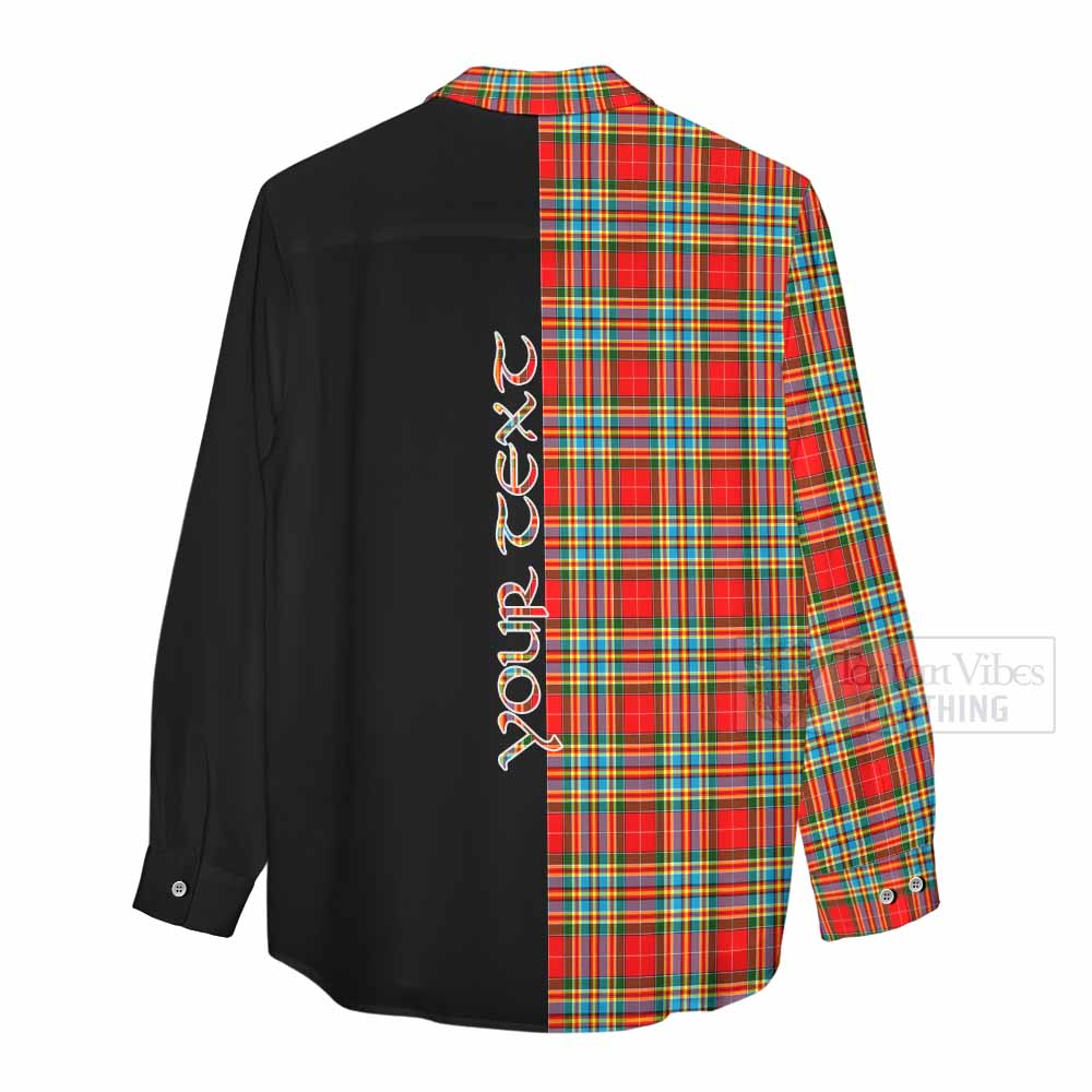 Tartan Vibes Clothing Chattan Tartan Women's Casual Shirt with Family Crest and Half Of Me Style