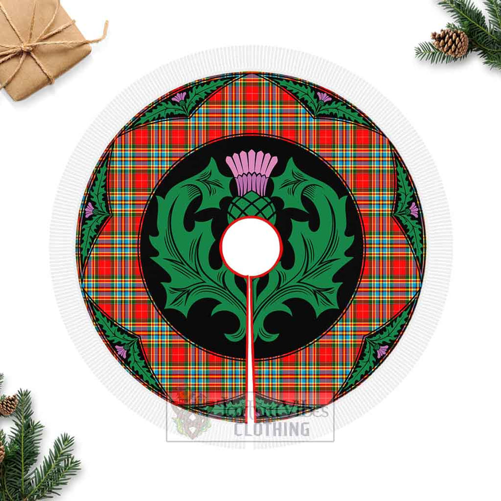 Tartan Vibes Clothing Chattan Tartan Christmas Tree Skirt Scottish Thistle Style