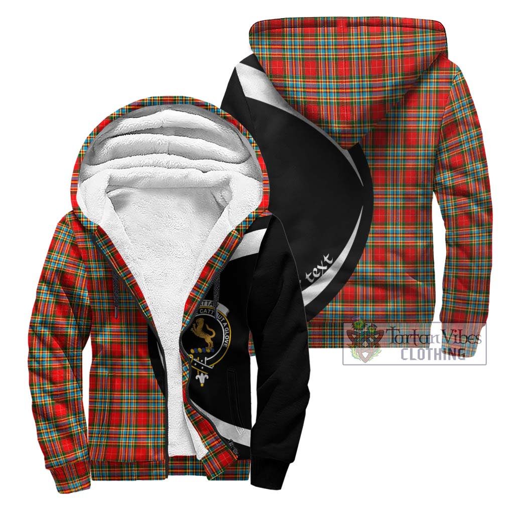 Chattan Tartan Sherpa Hoodie with Family Crest Circle Style Unisex - Tartan Vibes Clothing