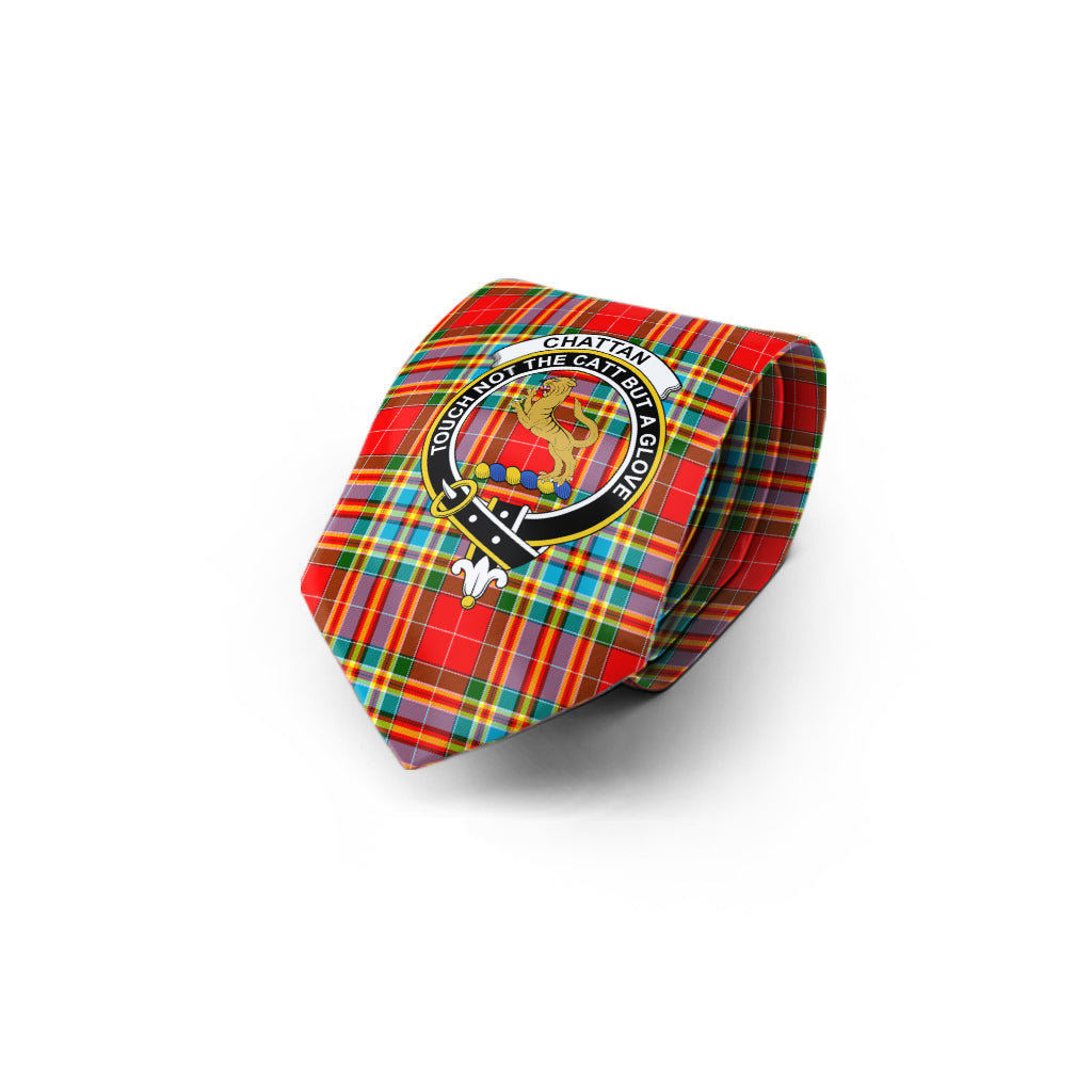 Chattan Tartan Classic Necktie with Family Crest - Tartan Vibes Clothing