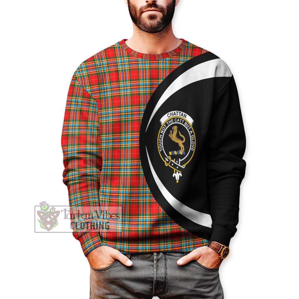 Chattan Tartan Sweatshirt with Family Crest Circle Style - Tartan Vibes Clothing