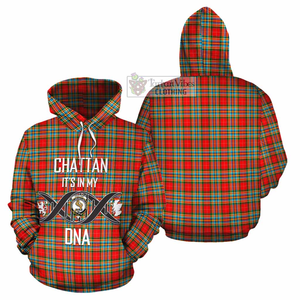 Tartan Vibes Clothing Chattan Tartan Cotton Hoodie with Family Crest DNA In Me Style