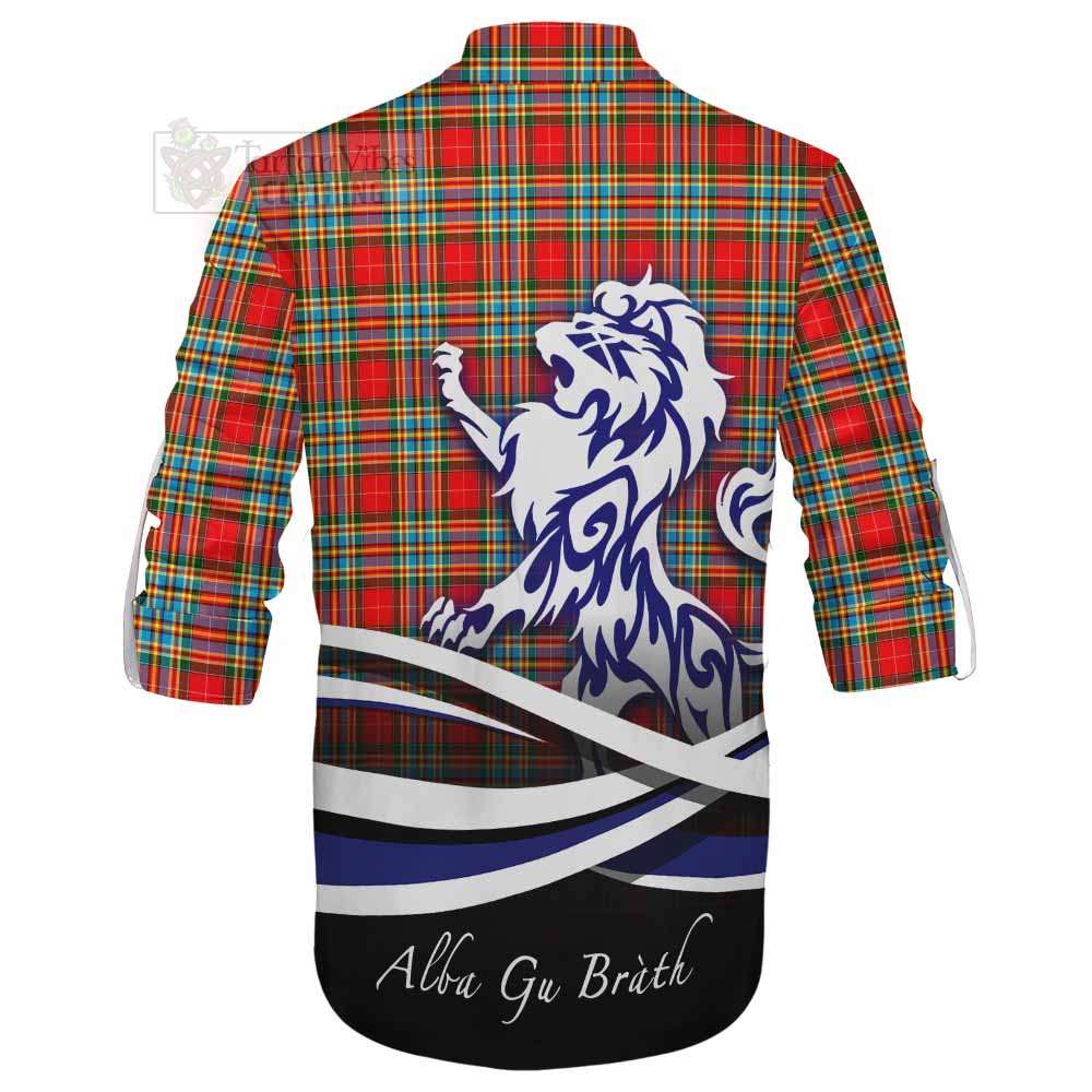 Tartan Vibes Clothing Chattan Tartan Ghillie Kilt Shirt with Alba Gu Brath Regal Lion Emblem