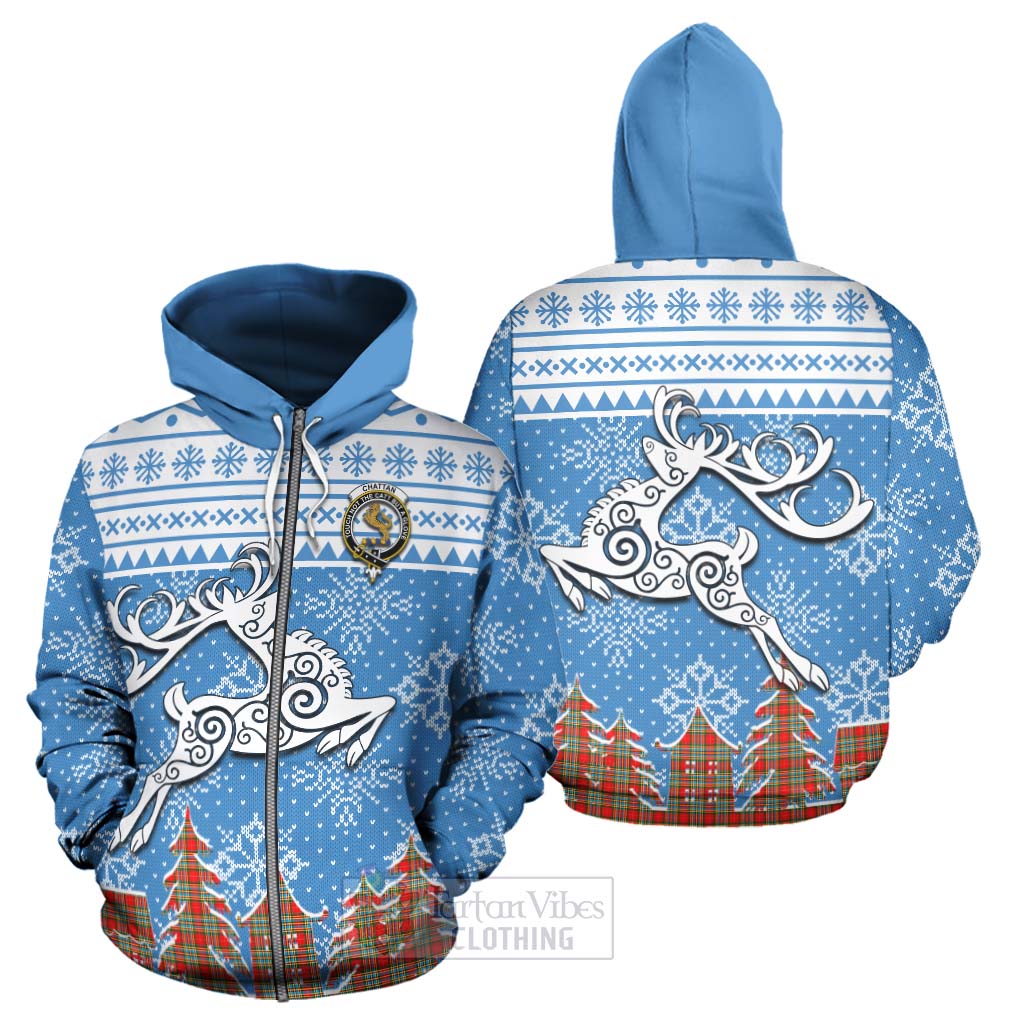 Tartan Vibes Clothing Chattan Clan Christmas Hoodie Celtic Reindeer Style