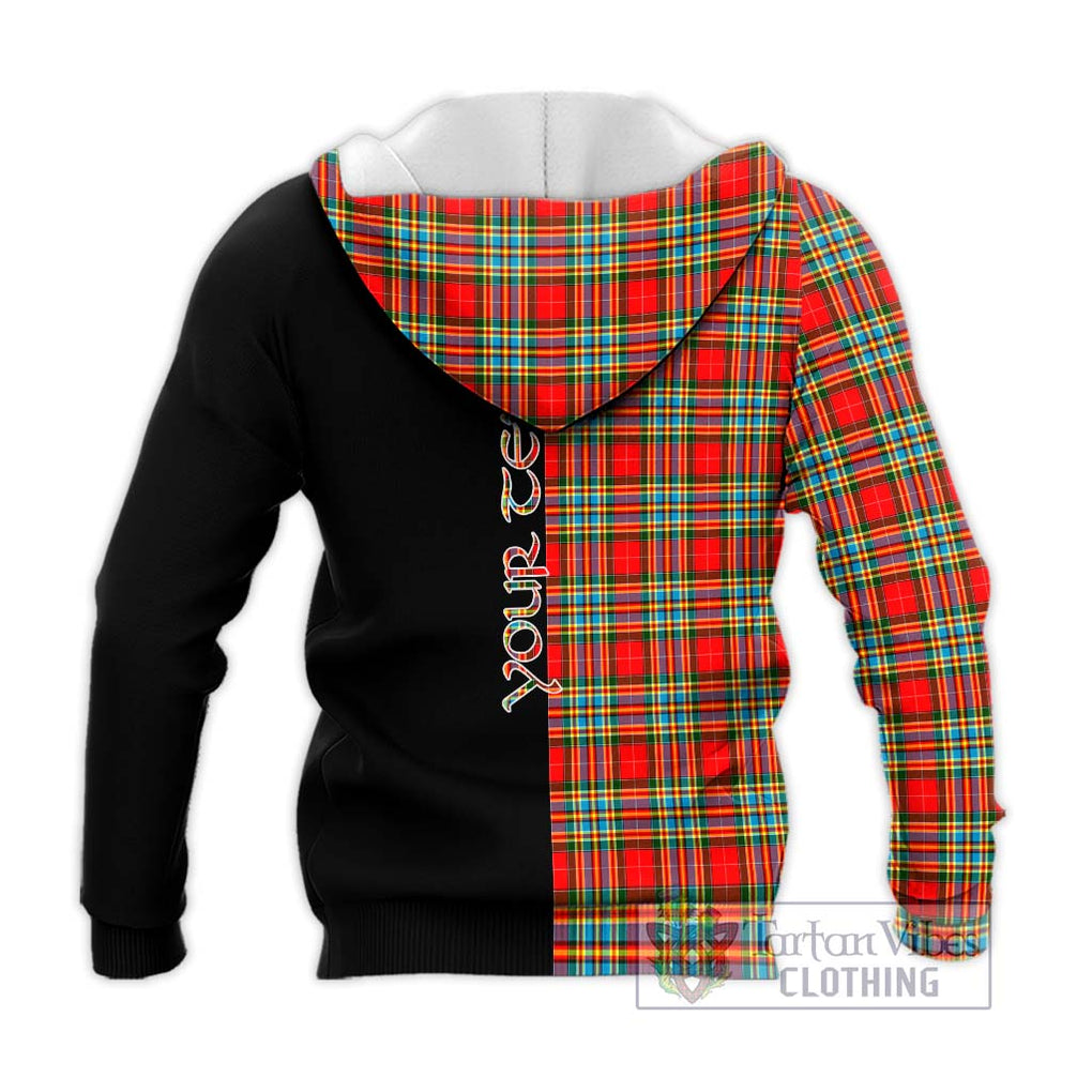 Chattan Tartan Knitted Hoodie with Family Crest and Half Of Me Style - Tartanvibesclothing Shop